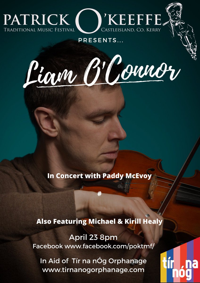 The festival is delighted to announce Liam O'Connor and Paddy McEvoy in concert in aid of Tír na nÓg Orphanage. Friday 23rd April. Facebook @ITMADublin @tirnanogtanz @pbpipes @TheRollingWave @HomesteadPost @RTECeiliHouse Link to donate in our twitter bio