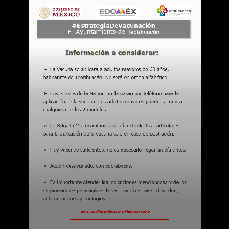 JaimeHerediaAng's tweet photo. #EstrategiaDeVacunación Los días 5 y 6 de abril se llevará a cabo la vacunación en #Teotihuacán les comparto la siguiente información y recomendaciones: 
#Teotihuacán #EdomexEnSemaforoNaranja 
@Univ_Estados @Milenio @lajornadaonline @MVSNoticias @Reforma @elsolde_mexico https://t.co/GrC1bk59EA