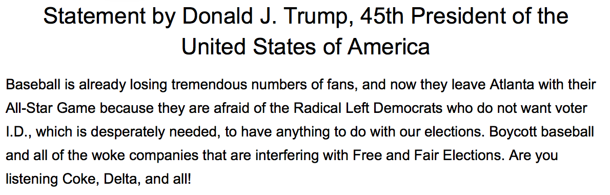 charliespiering's tweet photo. Donald Trump: "Boycott baseball" https://t.co/zW5KyBjtnz