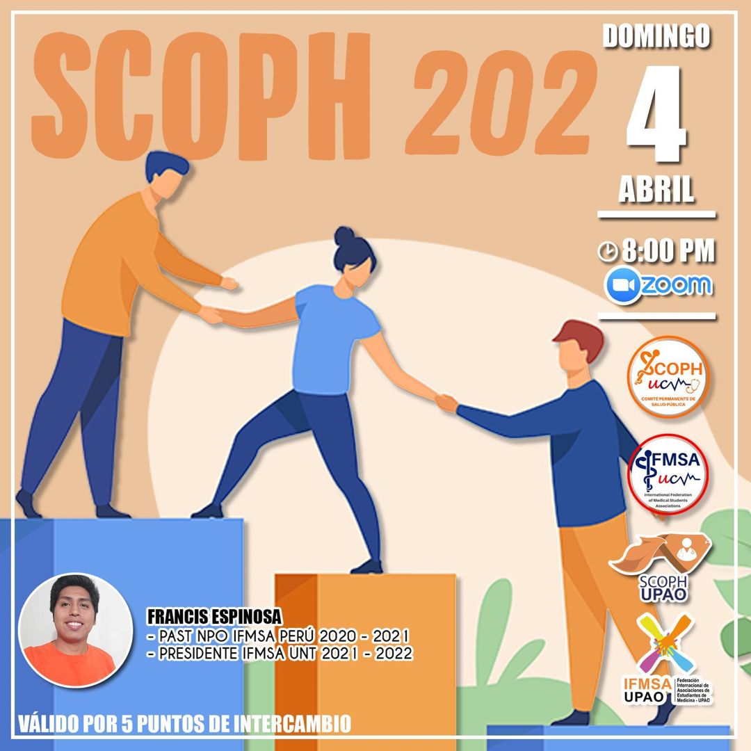 IFMSAUpao's tweet photo. Estimados IFMSA lovers y público en general.

Esperemos que se encuentren muy bien. Continuando con las actividades previas al ciclo 2021-1.
Les traemos la siguiente actividad:

SCOPH 202

Que estará a cargo de…
https://t.co/wtkbpnc15A https://t.co/Eb7OdzduM7