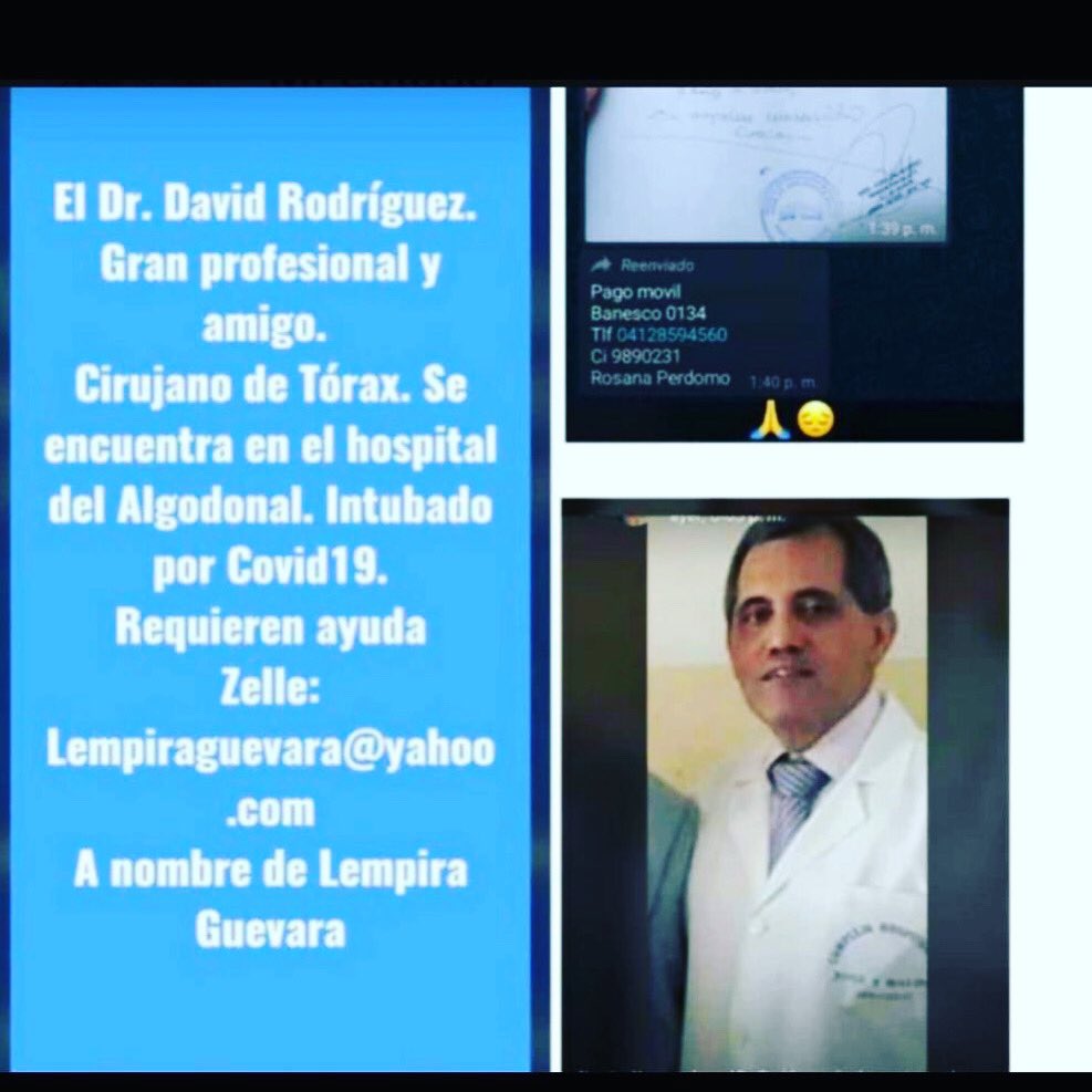 Ericka Breidenbach (@erlckc) on Twitter photo ¿Me regalan un RT? Se trata del jefe de cirugía de tórax de El Algodonal, es el Dr David Rodríguez.
Se contagió con COVID salvando la vida de otras personas.
<a href="/MelanioBar/">Melanio Escobar</a> <a href="/Maybell_N/">Maybell A. Nieves M.</a> <a href="/capelaez/">Cruz de Luce</a> <a href="/Aglaia_Berlutti/">Aglaia Berlutti</a> <a href="/LuisCarlos/">Luis Carlos 🏴☠️ One Piece</a> <a href="/alexagomez2000/">@AlexaGómez2000</a> <a href="/leamosuncuento/">Lili</a> ¿Me regalan un RT? Se trata del jefe de cirugía de tórax de El Algodonal, es el Dr David Rodríguez.
Se contagió con COVID salvando la vida de otras personas.
<a href="/MelanioBar/">Melanio Escobar</a> <a href="/Maybell_N/">Maybell A. Nieves M.</a> <a href="/capelaez/">Cruz de Luce</a> <a href="/Aglaia_Berlutti/">Aglaia Berlutti</a> <a href="/LuisCarlos/">Luis Carlos 🏴☠️ One Piece</a> <a href="/alexagomez2000/">@AlexaGómez2000</a> <a href="/leamosuncuento/">Lili</a>