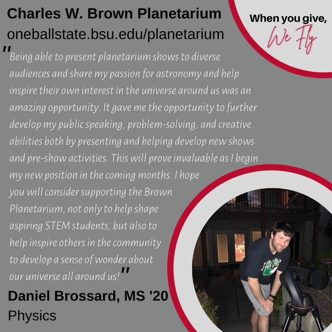 BSUPlanetarium's tweet photo. Daniel was a great addition to our planetarium staff! In addition to everything he lists below, he helped create educational modules for planetariums across the nation to use in their domes. Celebrate #OneBallState Day with us on Tuesday: https://t.co/rViLlQbVHX #ballstatecsh https://t.co/DaK1nRmWm4