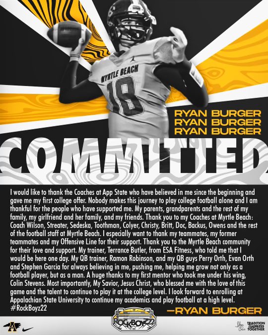 Very excited to announce my commitment to Appalachian State University!!! #RockBoyz22