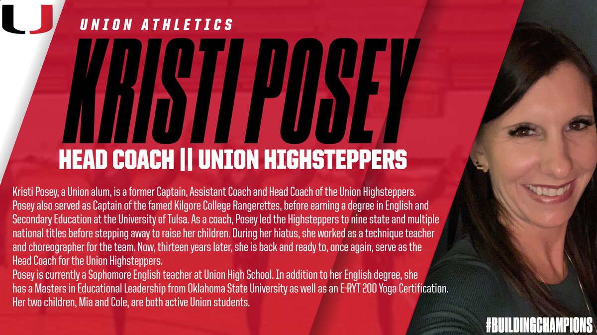Union Athletics is proud to announce Kristi Posey as the bee head coach of the @UVHighsteppers! 🙌