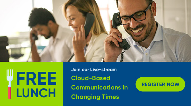Join us for a lunch &amp; learn #livestream on 4/20 @ 12 PM &amp; enjoy a $30 lunch delivery gift card. Find out how unified communication can help you work smarter!

𝗥𝗘𝗚𝗜𝗦𝗧𝗘𝗥 𝗡𝗢𝗪 > bit.ly/3dndjGk
𝗟𝗘𝗔𝗥𝗡 𝗠𝗢𝗥𝗘 > bit.ly/2OflyMc

#phones #communications