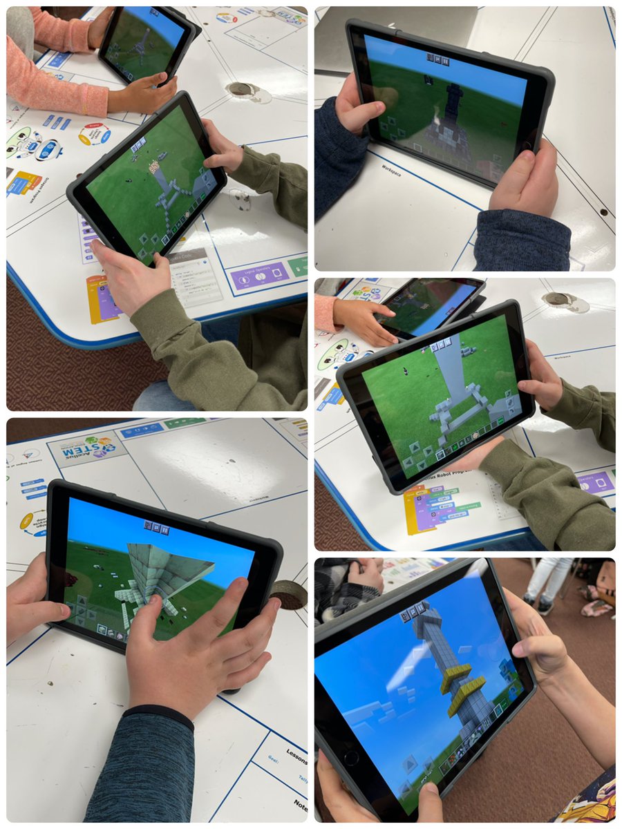 Northviewelem's tweet photo. Minecraft design club is back! Check out these tower builds by our future engineers. https://t.co/6OMX3GshGV
