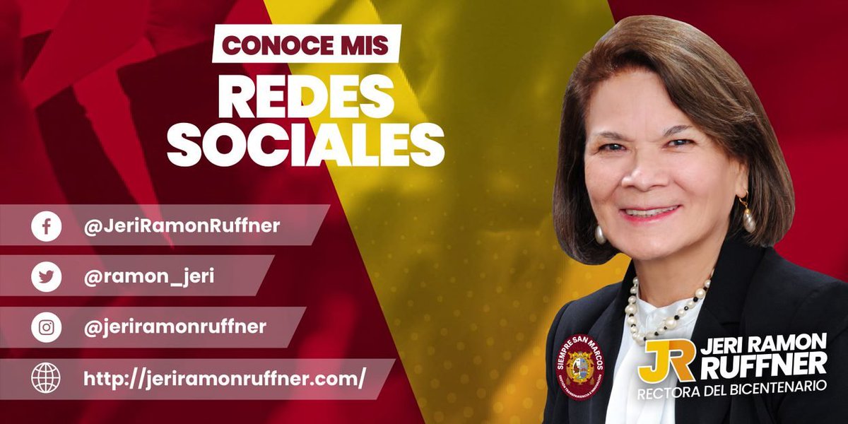 ramon_jeri's tweet photo. Querida comunidad sanmarquina:

Les invito a conocerme más y a mis propuestas, a través de mis redes sociales. 

Por medio de ellas, nos mantendremos en más contacto unos con otros.

#RectoraDelBicentenario https://t.co/eOpBnI3Sc0