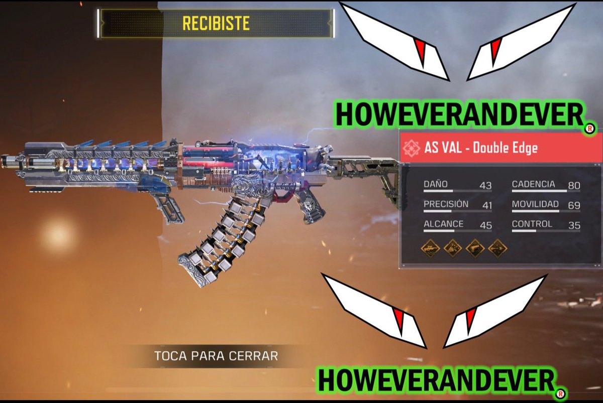 Howeverandever's tweet photo. YA TENEMOS LA NUEVA ARMA MÍTICA DE CALL OF DUTY MOBILE QUE ES LA AS VAL - DOUBLE EDGE!!!!! ESTA BIEN CHIVO VOS!!!!
#asvaldoubleedge #entregamiticaguardiacruzada #callofdutyskin #callofdutymobile #gamers #youtuber #howeverandever #influencer #callofduty #videogames #online #follow https://t.co/R9aFaLht7O