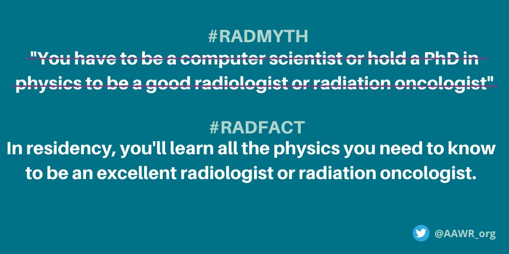 AAWR_org's tweet photo. Time for more #RADFACT s! Points to consider especially for #MedStudents selecting career paths! Radiology is awesome - let's dispel any myths out there, #radiologists & #radres ! #futureradres @futureradres #RadOnc #MedStudentTwitter https://t.co/lW1zHv2hKk