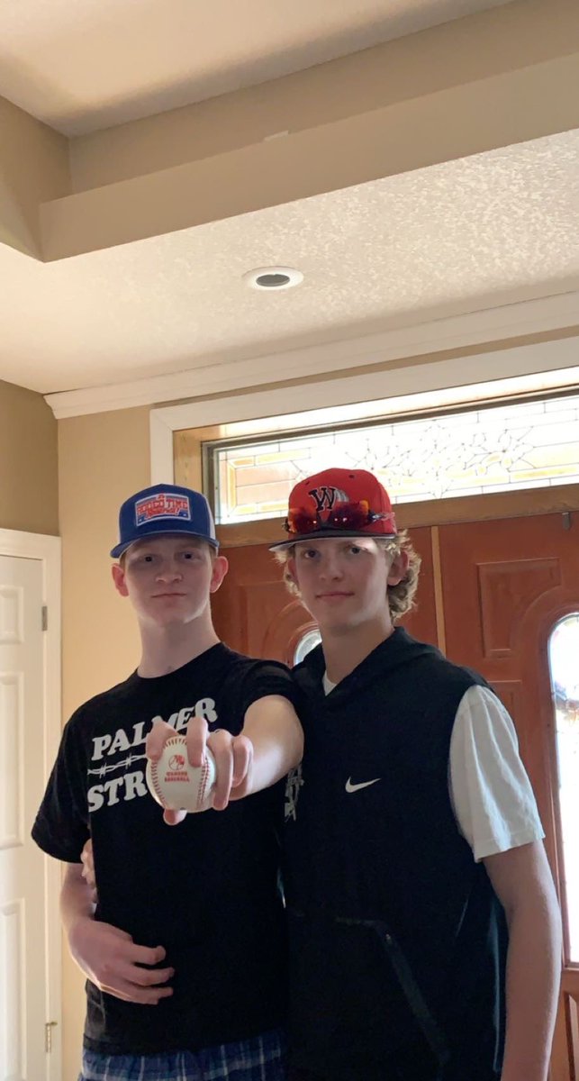 Pruitt Nowlin with the game ball against Royal Valley on Tuesday.  He rewarded his game ball to his brother Palmer!  Well-deserved!