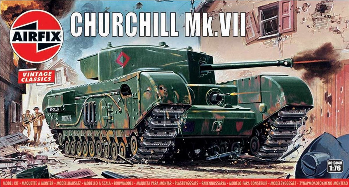 The first things on that list are two Churchill MkVII tanks. Identical kits. I don't know why I have two. When my dad died, I wanted a way to do a thing that reminded me of him. He was co-driver in a VII in WW2, so I thought I'd make a kit of one. Never got around to building it.