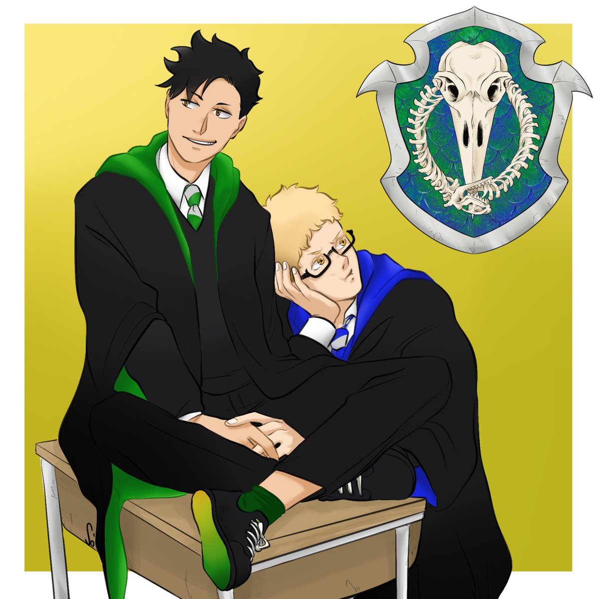 SolnOdasac's tweet photo. [Do not Repost] 
Myth Magic and More Krtsk Week Day 6: Witches and Wizards 🪄 
#MMMKrtskWeek 
.
I’m not teasing that my next AU will be a BAKT Hogwarts AU, but my next AU will dress them as Hogwarts students 😌✨
.
I draw this based on a pic 😌 https://t.co/gQRc30U4lU