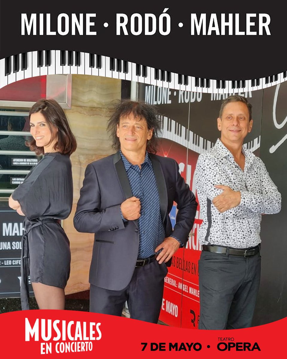Avanzando en los preparativos!
Milone - Rodó - Mahler .
🔹 7 de Mayo en el Teatro Opera entradas en:
ticketek.com.ar/musicales-en..…
<a href="/CeciliaMilone/">Cecilia Milone</a> <a href="/JuanRodoOficial/">Juan Rodo</a> <a href="/leocifelli/">Leonardo Cifelli</a>
