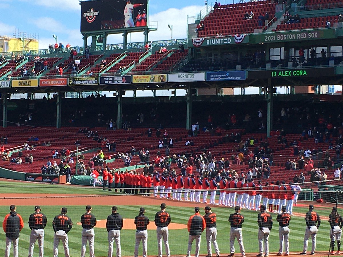 peterdemarco's tweet photo. As of yesterday we didn't have tickets - they were just too expensive &amp; too rare with a mere 4,500 fans allowed in Fenway. But it rained so hard that less-than-diehard fans started selling at fire sale prices. I grabbed a pair fast; the game got postponed to today .../one more https://t.co/oBYrwNf6cl