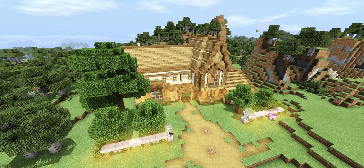 Kou マイクラで木材と砂岩を使った豪邸を建築しました 最近暑くなって来ているので 裏にあるプールがお気に入りです マインクラフト マイクラ まいくら T Co 0efentko5e Twitter