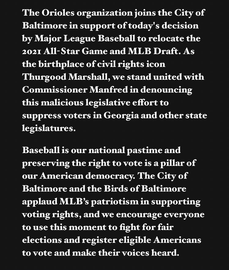 justin_fenton's tweet photo. Baltimore mayor @MayorBMScott and @Orioles CEO John Angelos release statement on All-Star Game decision https://t.co/ZYMWBuYXMm