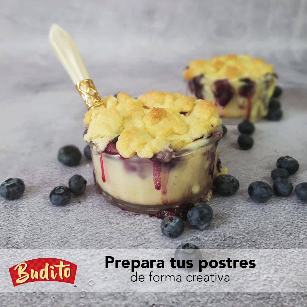 BuditoMx's tweet photo. ¿Qué tal esta idea para la próxima vez que prepares tu Budito®? Solo agrega unas moras y un poco de masa crumble. Hornéalas y obtendrás esta bonita presentación y un increíble sabor. #descubrebudito  #postres #pasteleria #reposteria #dulce https://t.co/YIejdrZcBD