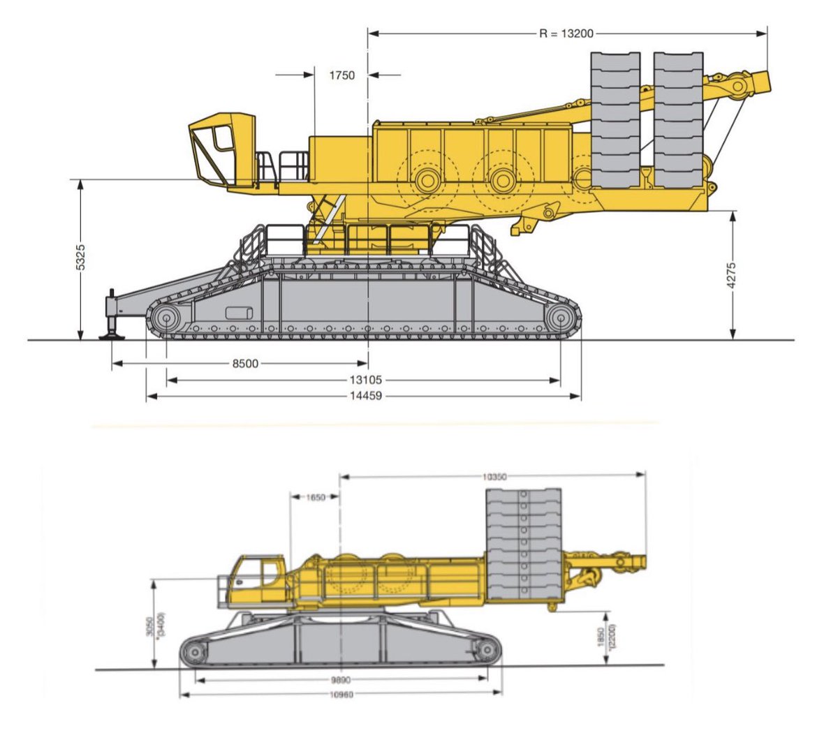tobyliiiiiiiiii's tweet photo. Boca SpaceX is currently constructing a new mega crane called the LR11350.

Max weight carry is 1350 tons and 220m hoist height🤯

Photo below compares the size of the current Tankzilla (bottom) and the new LR11350 crane (top). https://t.co/slKWnsq7IO
