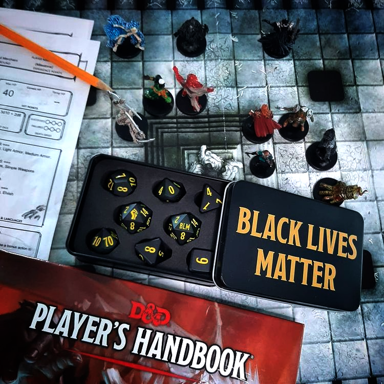 MiniRollout's tweet photo. At last, some properly Metal metal dice.
 
Dice by @HeartBeatDice. All Proceeds/Sales for these dice will go to @TheOkraProject and @NBJContheMove.

#blm #rpg4blm #dnd #d20 #dice #metal #metaldice #heartbeatdice #okraproject #nationalblackjusticecoalition #pathfinder https://t.co/2BO6ZwBhqY