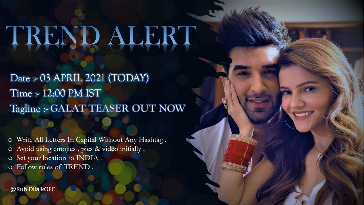Roarrubi's tweet photo. #Galat 
GALAT TEASER OUT NOW
@AseesKaur @RubiDilaik @paras_chhabra https://t.co/3ptTaDEXdf
