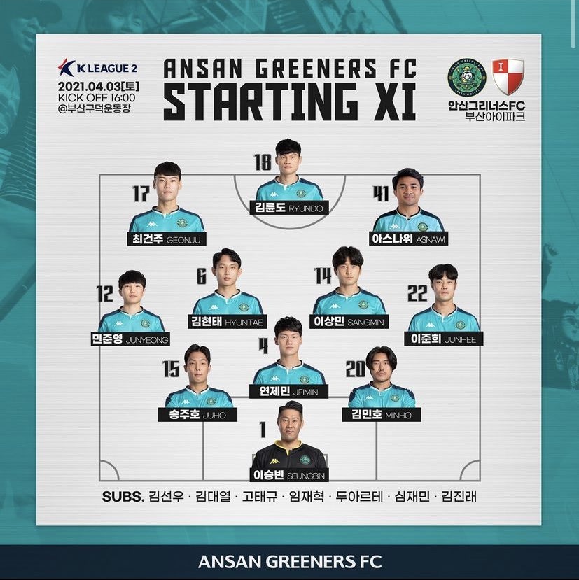 Aun Rahman On Twitter Asnawi Mangkualam Finally Starts For Ansan Greeners In Kleague 2 Against Busan Ipark Interestingly Asnawi Play In Attacking Line Korean Media Lately Says Asnawi Is Indonesian Park Ji Sung