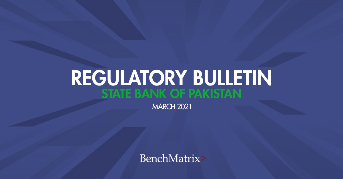 BenchMatrix_'s tweet image. #BenchMatrix is pleased to publish our Regulatory Bulletin for the month of March 2021. It provides a summary of all the circulars/notifications issued by the State Bank of #Pakistan during the month.
Read here: benchmatrix.com/regulatory-bul…
#SBP #RegulatoryBulletin #Banking