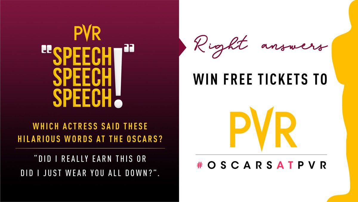 _PVRCinemas's tweet photo. This speech gave the expression "moment of truth" a whole different meaning! Can you guess the person?
Comment with your answer and get a chance to catch this year's nominated movies at the PVR
#OscarFilmFestival
#PVRFindTheFlick #AcademyAward @TheAcademy #OscarNoms https://t.co/0oY3wrAaae