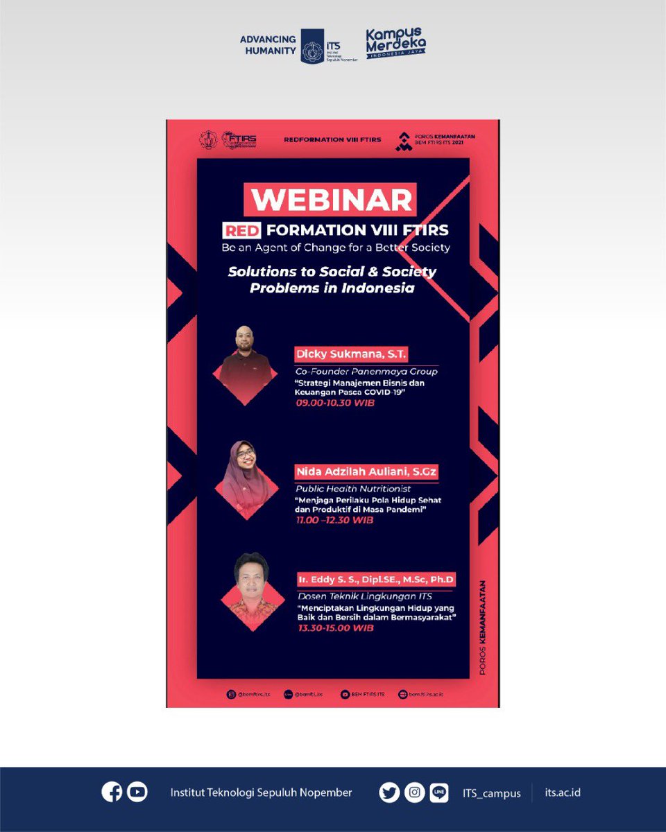 its_campus's tweet photo. Siapkan diri, mari bersama memberi arti!

#Webinar #RedformationVIII #FTIRSITS #ITSCampus #ITSSurabaya https://t.co/0x7xMuMq7z