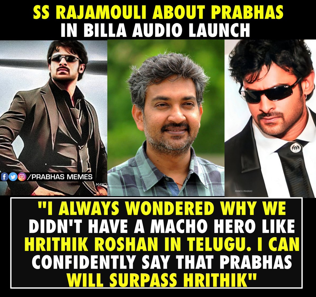 ssrajamouli about #Prabhas in Billa Audio Launch (2009) 💥  #12YearsForStylishBilla 🤘, image size:1200x1129