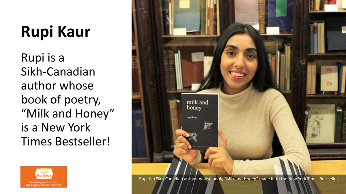 Have you heard of @rupikaur_ ? She is a world-renowned author from Brampton, Ontario! Rupi is a Sikh-Canadian author whose book, “Milk and Honey” made it  to the New York Times Bestseller! She's an inspiration to women everywhere!  

#SikhHeritageMonth 
#GrowingOurFuture