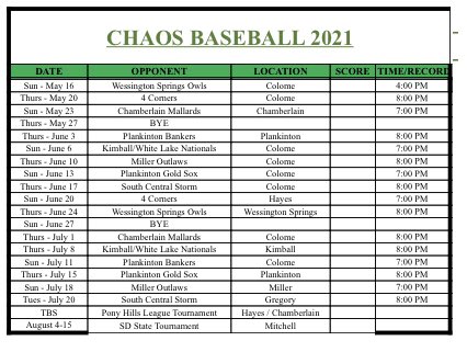 League schedule is out. 
As always, times and dates are subject to change. 
#UnleashChaos #Year3