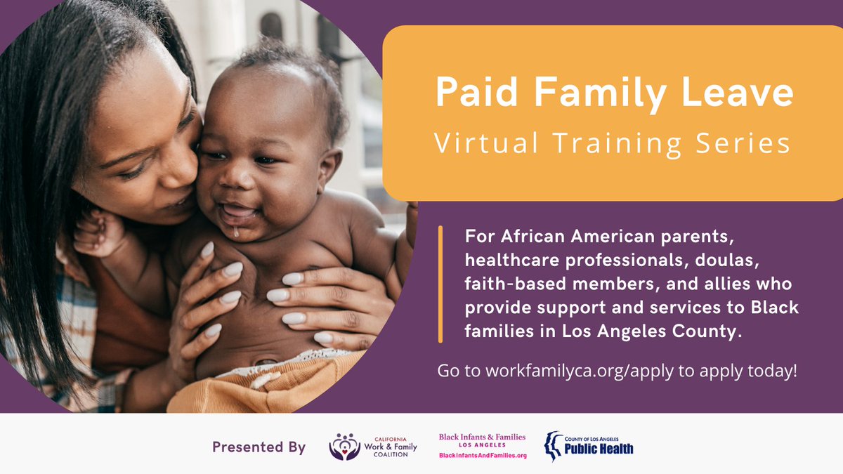 WorkFamilyCA's tweet photo. LA African American Parents, Caregivers, Healthcare Workers: We still have a few slots left in this virtual, interactive training in partnership with LA County DPH, @LegalAidAtWork, @BreastfeedLA Sign up here: https://t.co/gqniV2Qbf2 https://t.co/gQFlEuhdaZ