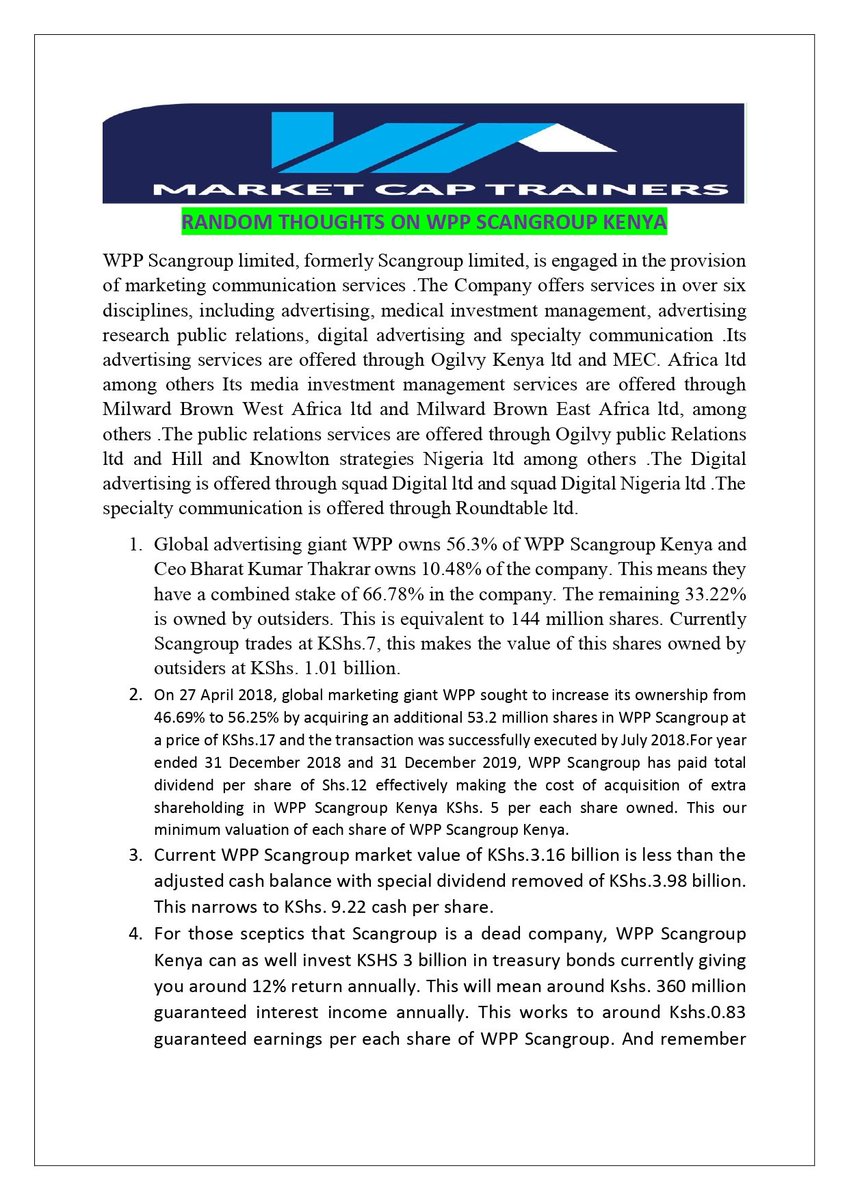 NSE_Investors's tweet photo. Our thoughts on WPP Scangroup Kenya https://t.co/i10tth99S4