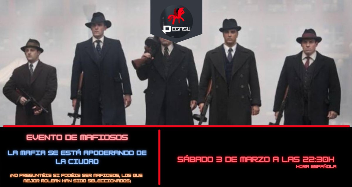 pegasufivepd's tweet photo. Evento de mafiosos. Hoy a las 22:30 hora española. Os esperamos! https://t.co/aPAlpjCM1j