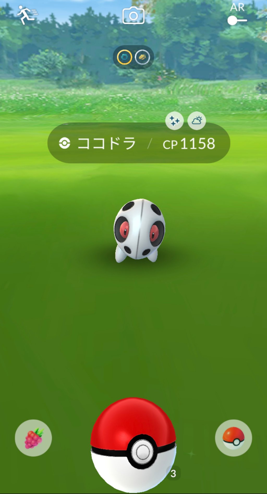 溝口 泰成 約２年半ぶりに 色違いココドラに出会いました 今まで２回色違いココドラに 出会ったことがありましたが 個体値が星２つ以下ばかりでしたが 今日ゲットしたのは 念願の星３つ しかも天候ブースト すぐに色違いボスゴドラに しました