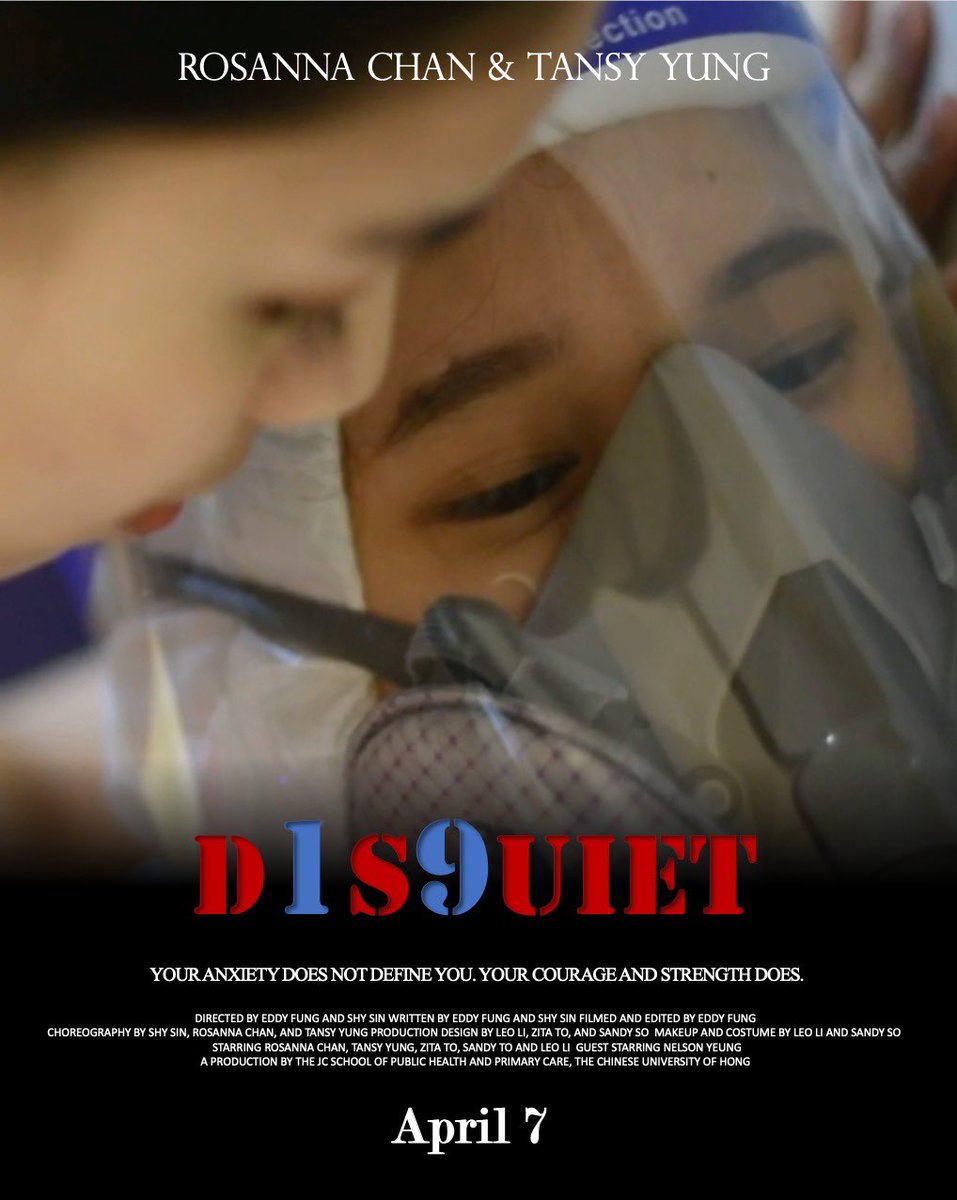 shysin0523's tweet photo. JC School of Public Health and Primary Care, CUHK presents: Disquiet 19. Release on April 7🗓
Your anxiety does not define you, your courage and strength does❣️A girl will illness anxiety disorder finds love amidst COVID-19.
#CHPR4012 #mentalhealthmatters #JCSPHPC #COVID19 #CUHK https://t.co/EdIpC52S65