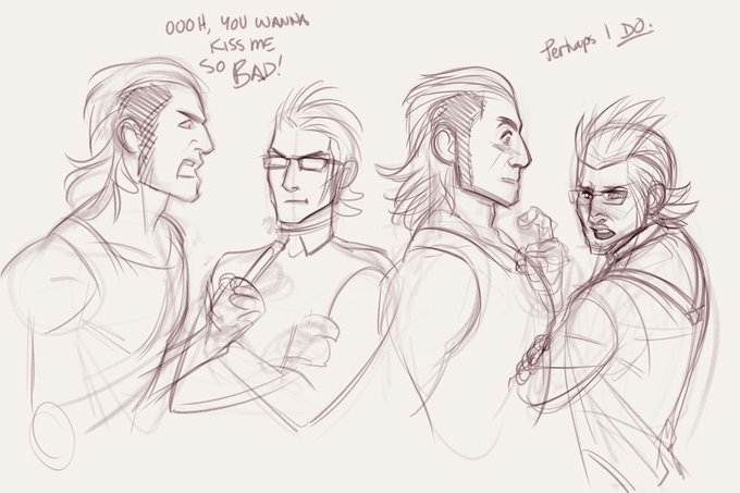 I haven't drawn anything for gladio's birthday so here's a gladnis sketch instead 