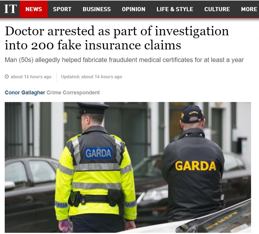"The investigation, which is being carried out by the Garda National Economic Crime Bureau (GNECB)...is targeting a network of legal, medical and other professionals believed to be involved in false insurance claims."

#InsuranceReform

irishtimes.com/news/crime-and…