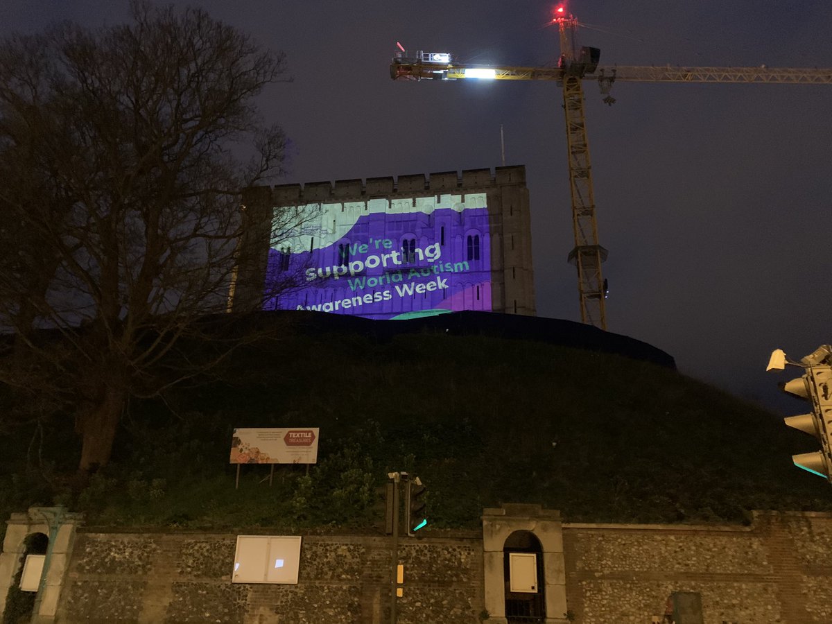 NasNorwich's tweet photo. Lighting up Norwich @autism #WorldAutismDay  #acceptance https://t.co/BNzxbPHXiw