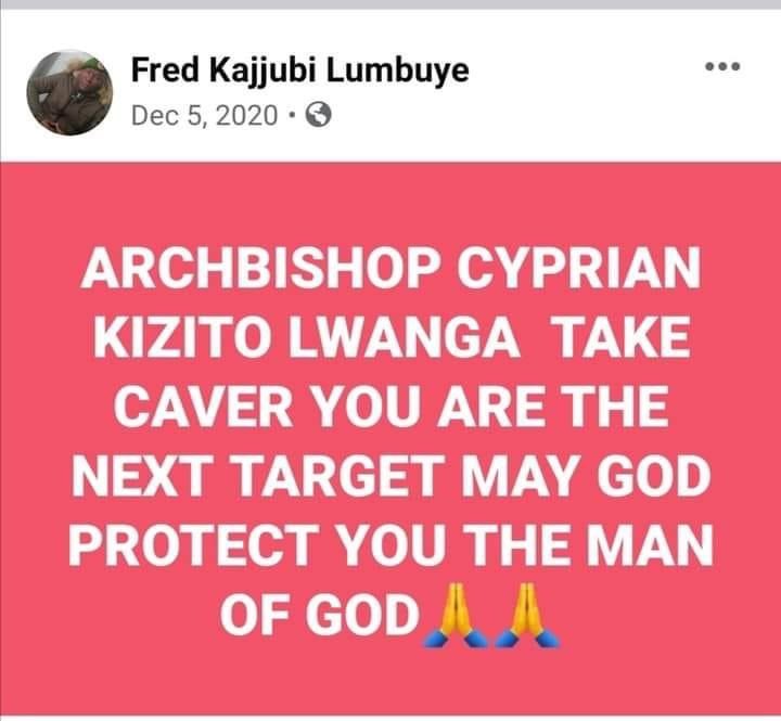 This post was made on 5december 2020 and today they have finished Archbishop cryprian Lwanga ! We are dealing with a mafia system