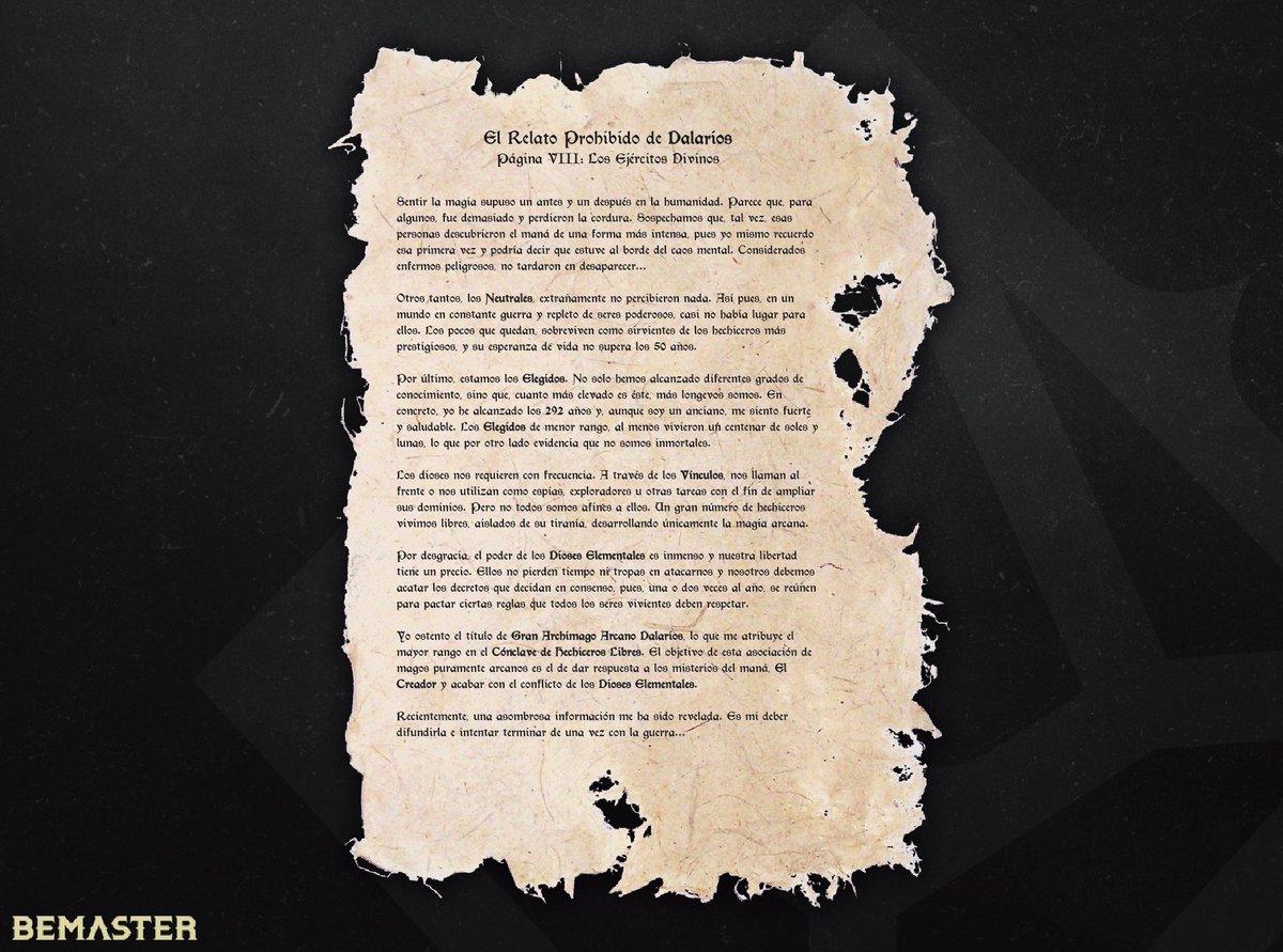 bemasteroficial's tweet photo. Terminamos con la 8ª página del relato de Dalarios, la última de las que podemos mostrar.
En la campaña de Bemaster, los jugadores descubrirán las 2 restantes y las grandes revelaciones que se hacen en ellas 🏹🧝‍♀️🧙‍♀️🎲

#RPG #rol #roleplayer #ttrpg #Bemaster https://t.co/9B3dV8TE6t