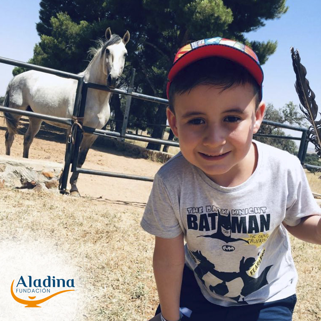 Con nuestros amigos de <a href="/PsicoTAA/">PsicoAnimal Terapias Asistidas con Animales</a>, los #aladinos disfrutan de #TerapiasEquinas presenciales y online. El contacto con estos inteligentes animales contribuye a reducir el estrés y la ansiedad. 

Además, los pequeños lo pasan pipa conociendo a los caballos. 🧡

 #TerapiasConAnimales