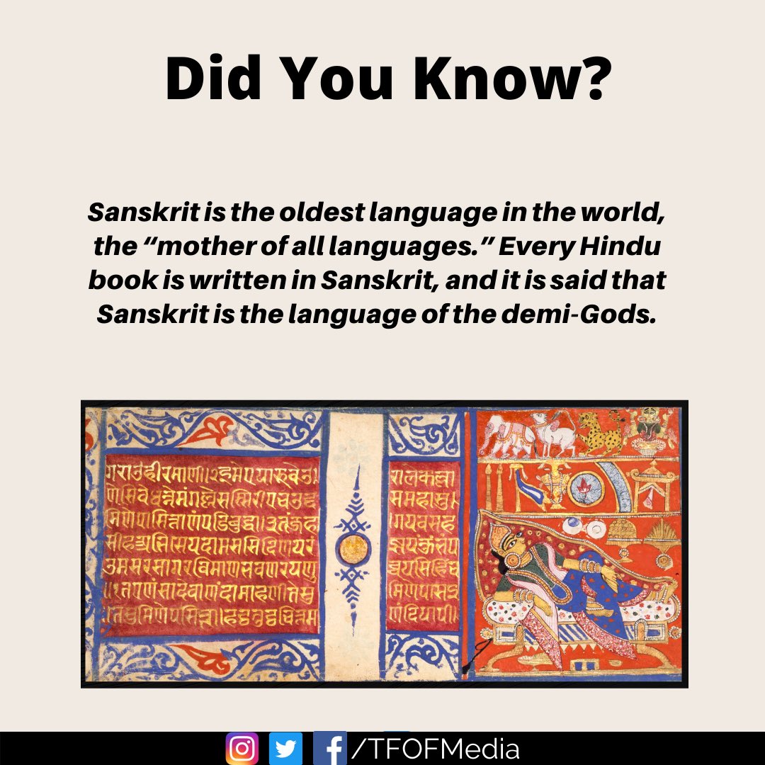 TFOFMedia's tweet image. Oldest language 
.
.
.
.
.
.
.
.
#tfofmedia #thefactoryoffacts #oldestlanguage #ethniclanguage #sanskritians #sanskritlanguage #sanskriti #indiahindu #hindi #factsonly #discoveryfacts #didyouknowfacts #hinduism #hindifacts #indians #worldsthirdlargestreligion #womenpresident