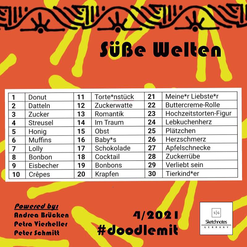 dieHauteCulture's tweet photo. Passend zu Ostern und Schokohasen: Das #doodlemit für den April läuft unter dem Motto "Süße Welten".
Ihr wisst ja, wie es geht: Nehmt euch einzelne Begriffe, die ihr schwer findet. Nehmt euch eine Wochenaufgabe vor, übt euer Bildvokabular. #sketchnotesgermany https://t.co/U3a0GxaY94