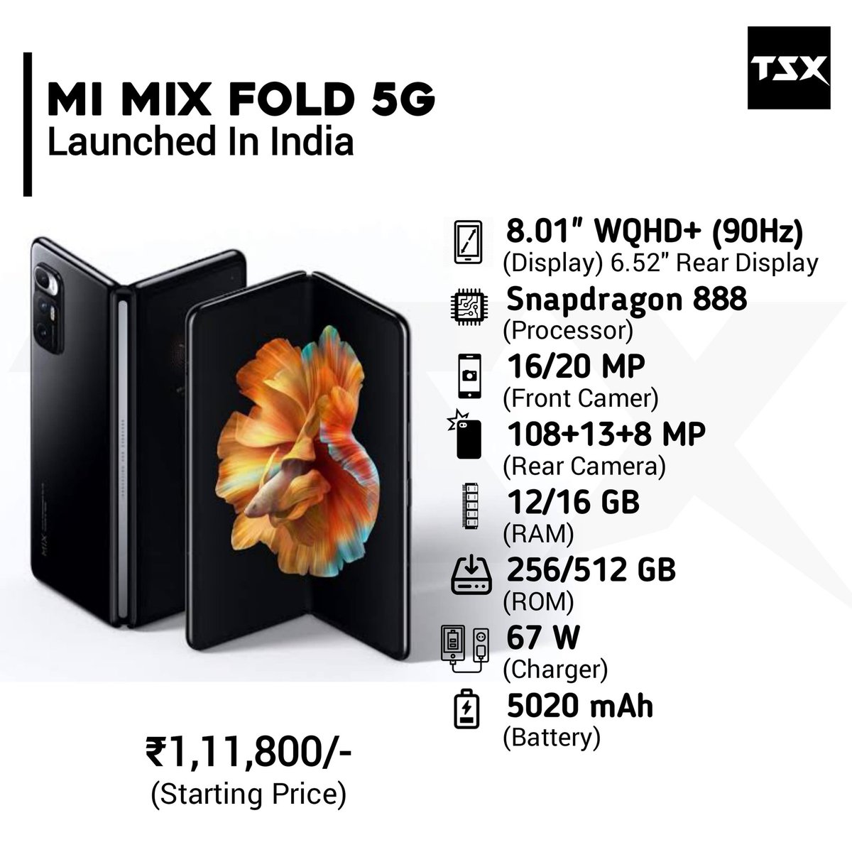 TECHSmartX's tweet photo. Mi Mix Fold 5G Goes Official In India
Follow us for Tech Updates @TECHSmartX
#miMixFold #Foldablephone #MiMix #foldablesmartphone #Xiaomi #Mi11ultra #mi11series #mi11pro #mi11 #mi11lite #mi11lite5g #china #iphone13promax #technews #TechSmartX #TechSmartXUpdates #TechSmartXTeam https://t.co/FtUPPRB4mi