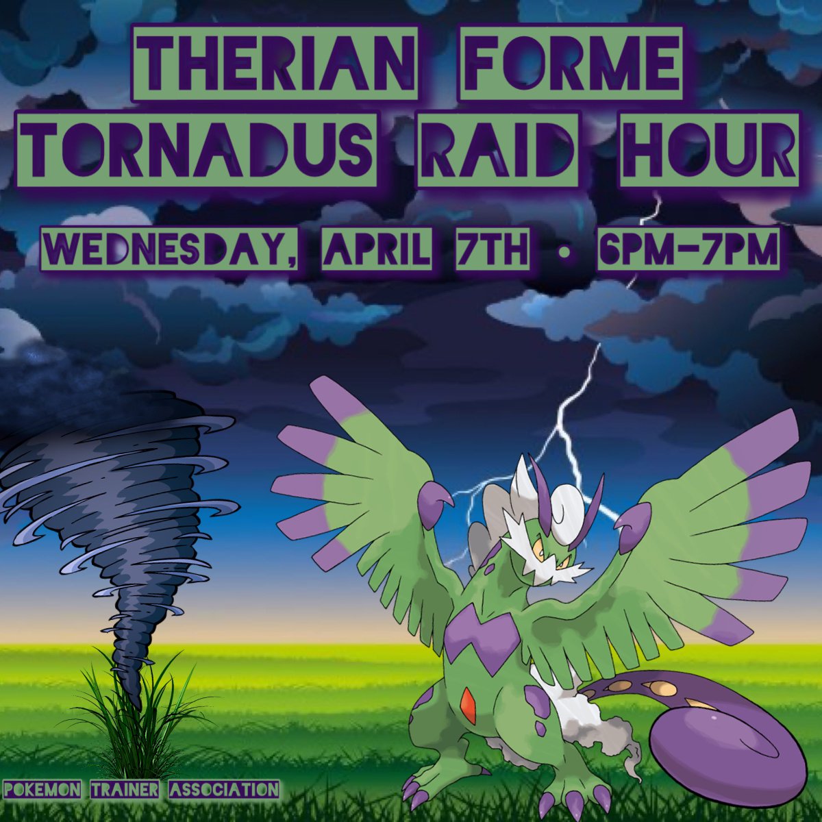 PokemonGoTA's tweet photo. 📢📢📢📢REMINDER! 📢📢📢📢
#Tornadus raid hour is coming tonight!
https://t.co/tYWlb9fedY
#pokemongo #pokemongoraids #raidhour #tornadusraid #shinypokemon https://t.co/E1IRTtqieR