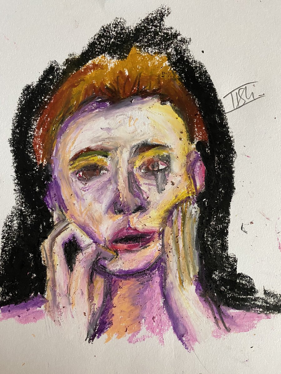 CTyph00n's tweet photo. An attempt with some oil pastels...
I messed it up but I guess it’s just a learning experience...
Hope ya enjoy :) 
#drawing #portrait #pastel #sketchbook #sketch #rough #art? #artwork? #face https://t.co/8IFoHdd8SD