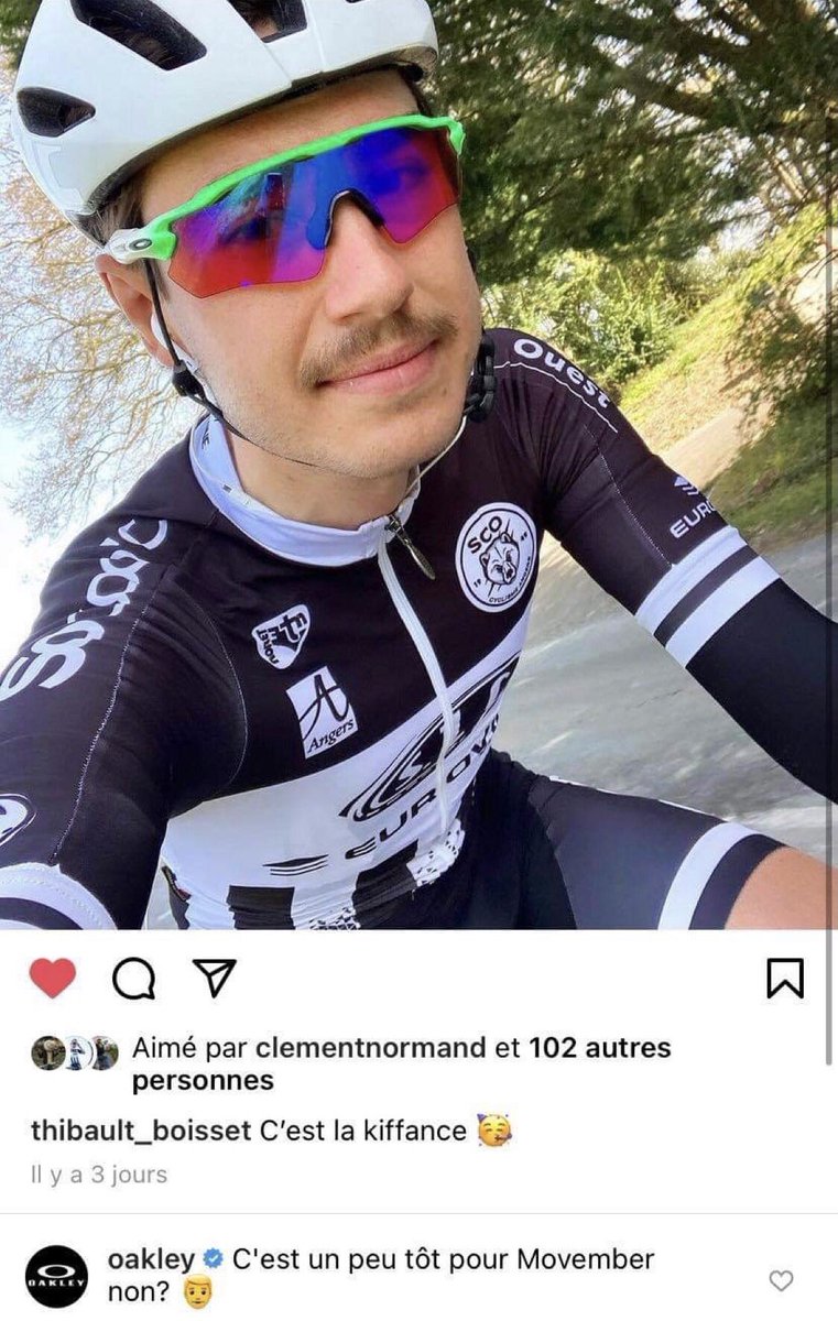 Scoby_SCO's tweet photo. 👀 Se faire commenter par @oakley, la seule chose qui manquait à @tibo61300 pour avoir définitivement la classe 😎 https://t.co/PdqpsV7Hch