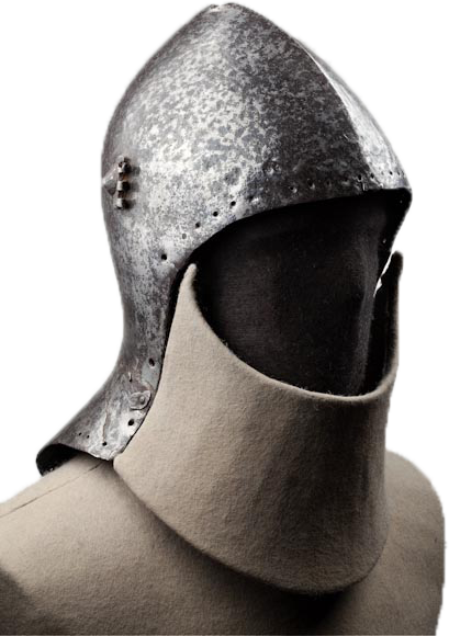 NorfolkMuseums's tweet photo. Join Learning Officer, Lee Warden, on this morning's breakfast show @BBCNorfolk with @kethorne1 to find out more about this marvellous bascinet helmet (and his own experience of being hit in the face by a medieval weapon!) #CastleReborn #AdoptAnObject https://t.co/XUOySmx01r