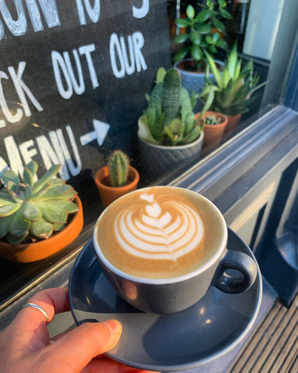 What a day, how good does this oat milk flat white look in the morning 🌞 today is your last chance to try our new take away menu before we close in preparation for reopening to sit on the 26th April. Come get yours ☺️ #coffee #takeaway #supportsmallbusiness #supportlocal